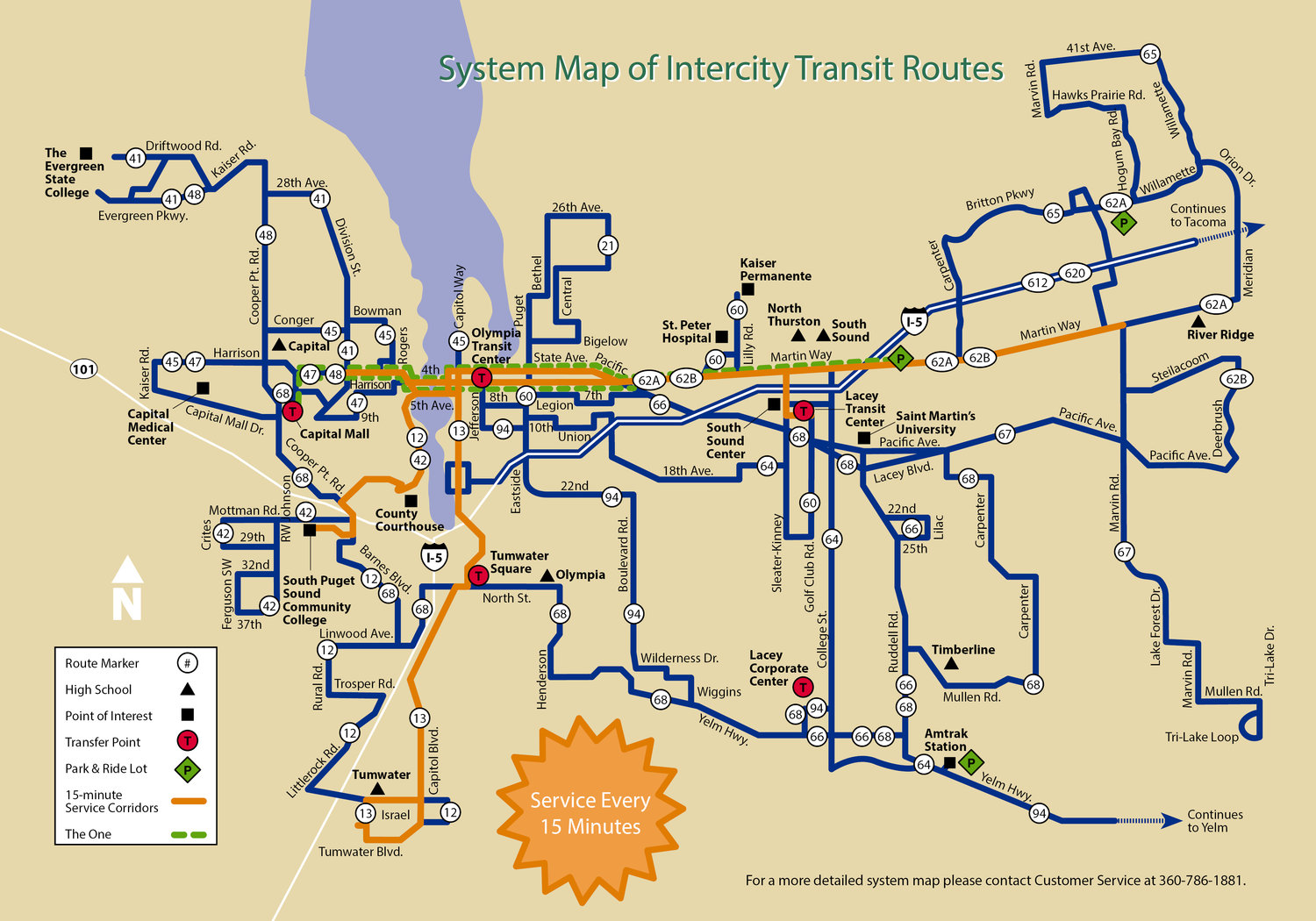 This map shows Intercity Transit routes as of Sept. 20, 2020.